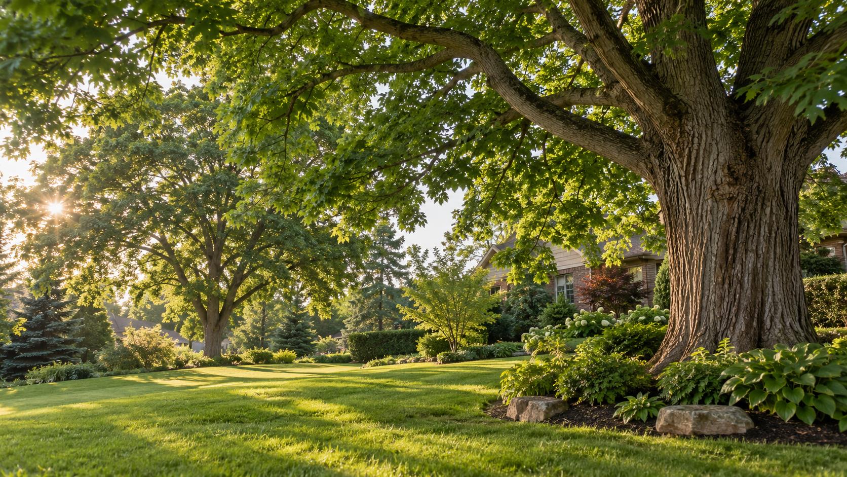 Mature leafy trees around a Southern Ontario home